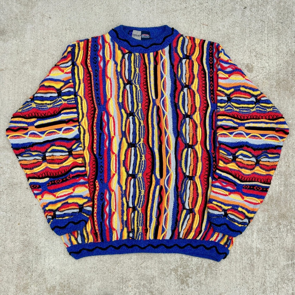 Coogi Australia 3D Knit Sweater XL Vintage Multicolor Rainbow Streetwear